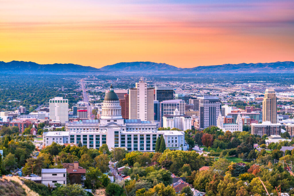 Salt Lake City, Utah, USA Salt Lake City, Utah, USA downtown city skyline at dusk.